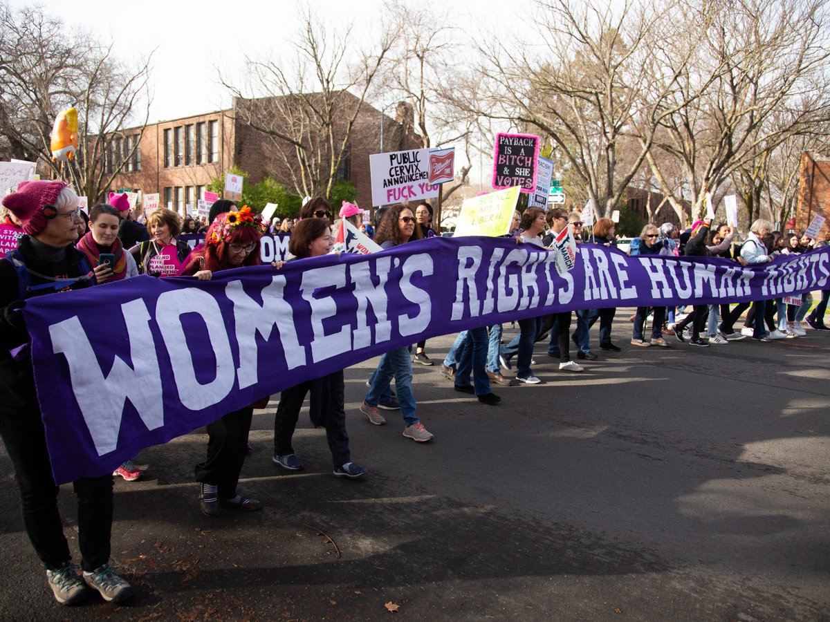 Participants of the Women's March walked from Southside Park toward the State Capitol.