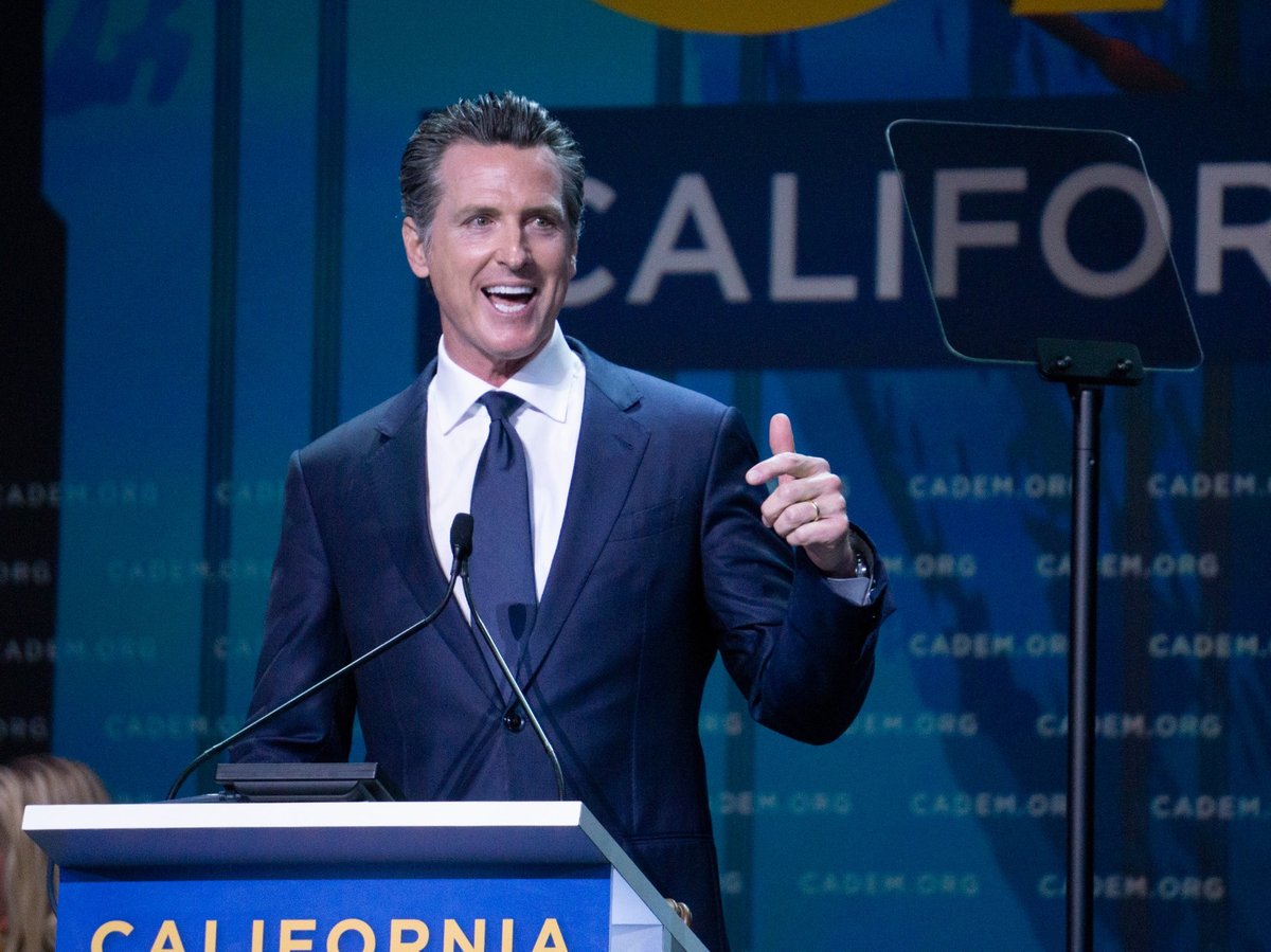 Gov. Gavin Newsom at the California Democratic Convention in San Francisco on June 1.
