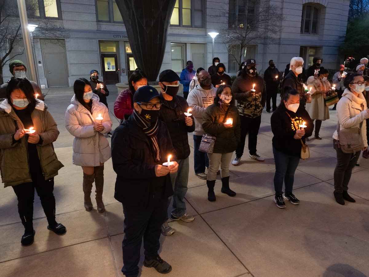 Leaders from the local AAPI, Black and Latino communities held a candlelight vigil in front of Sacramento City Hall to remember victims of the Atlanta shooting.