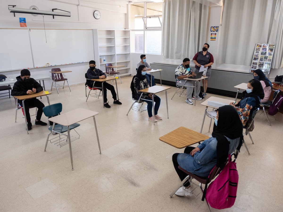 Mitch Toro's "advocacy" class meets at Encina High School in Arden-Arcade, Thursday, April 8, 2021.