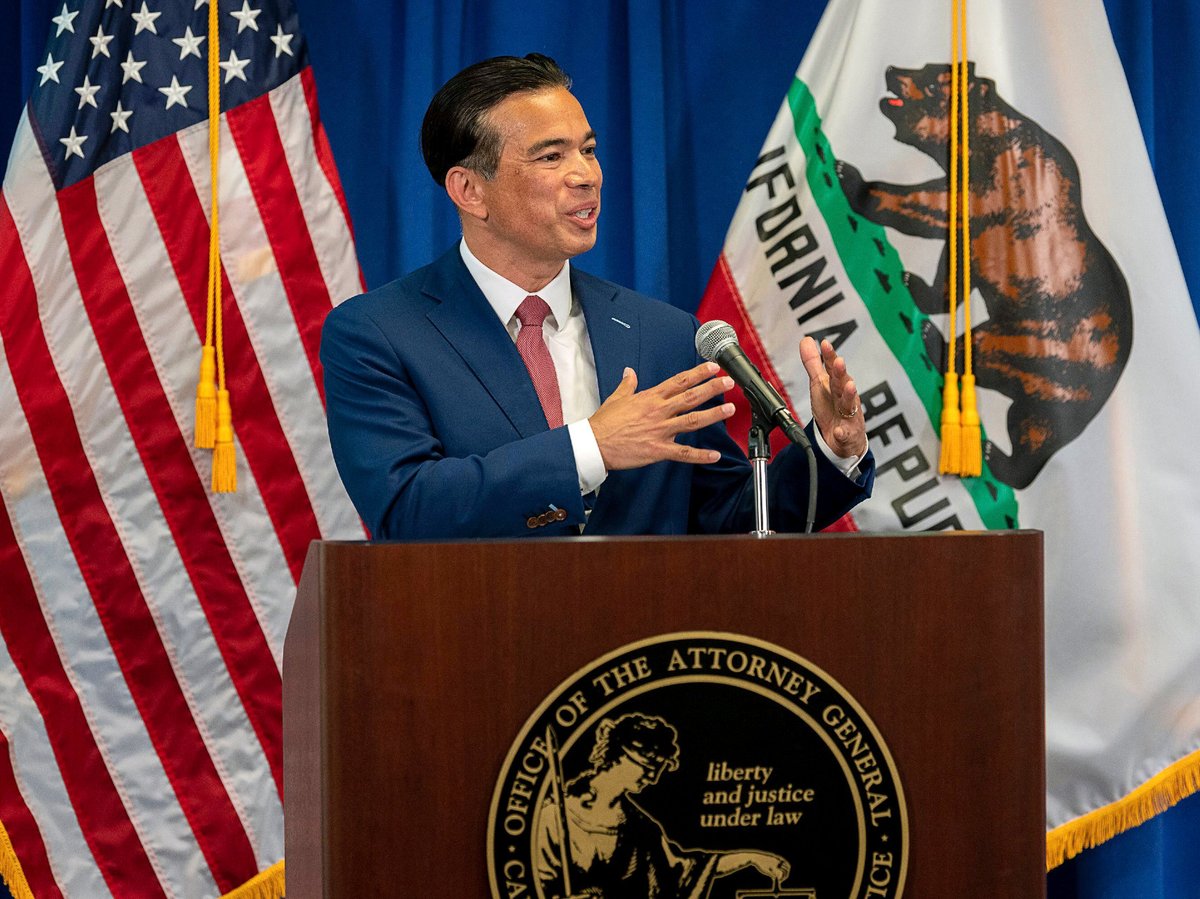 Attorney General Rob Bonta speaks after he was sworn in as California's 34th Attorney General, Friday, April 23, 2021 in Sacramento, Calif. Bonta, 49, is the first Filipino American to head the California Department of Justice.