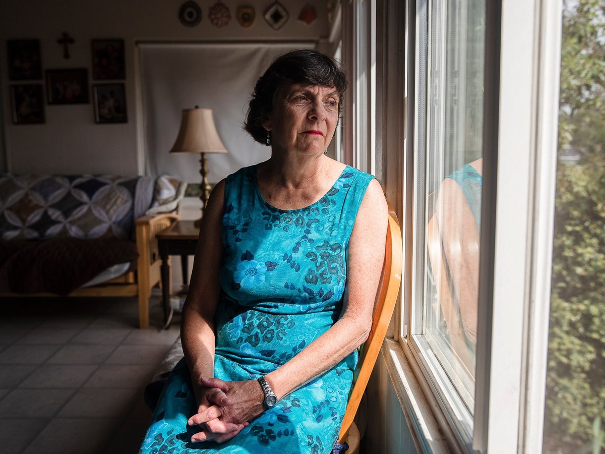 Kathleen Bils in her San Diego home on May 1, 2021, a year after her son was killed by a sheriff’s deputy.