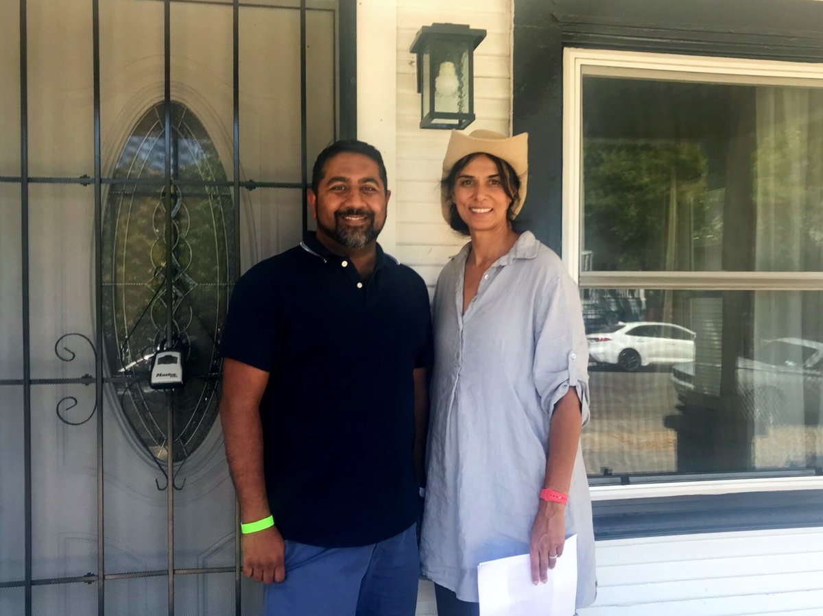 Raja Jagadeesen (left) and his wife Ravi Kahlon stand in front of their Oak Park rental home. Before the pandemic, the Folsom couple owned six rental properties in Sacramento and the Bay Area, but they said they were forced to sell half of them.