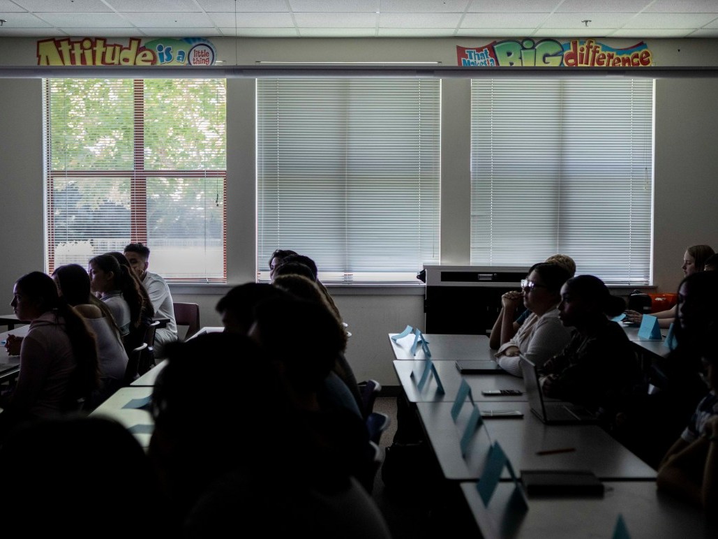 Students at Piner High School in Santa Rosa listen to their instructor on the first day of AP European History on August 14, 2019.