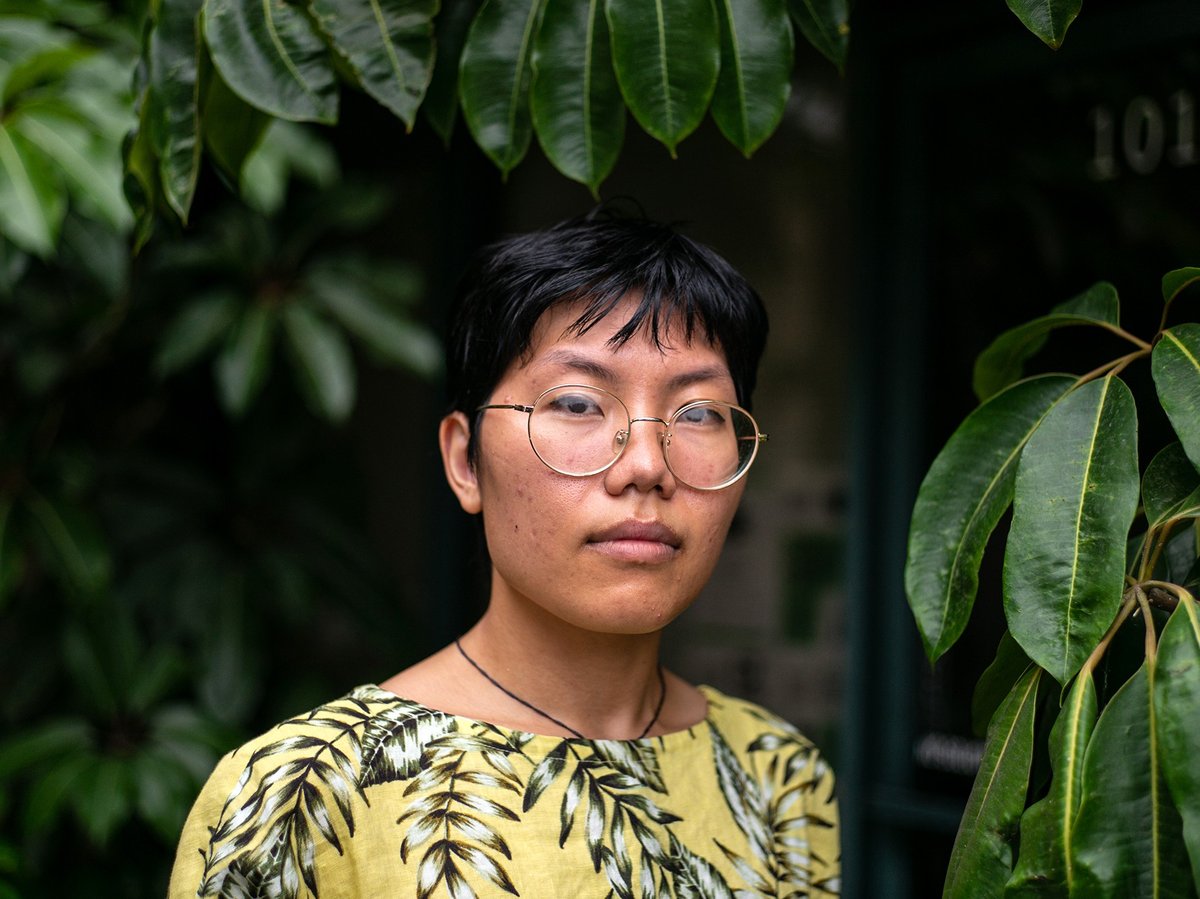 Phuong Vo, a program director for the California Healthy Nail Salon Collaborative, stands outside her office in Garden Grove, on Oct. 7, 2021. She is helping non-English speaking clients apply for rent relief.