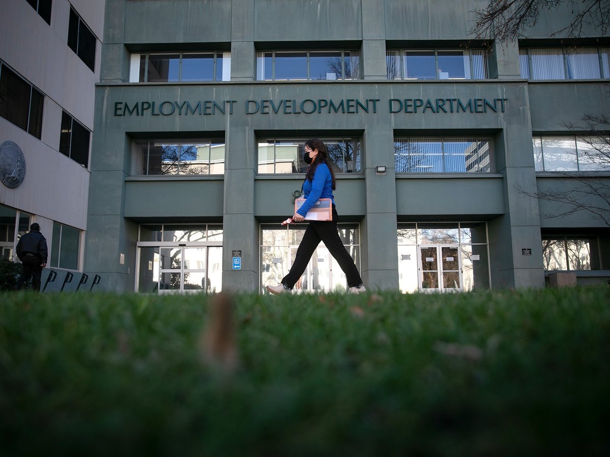 The offices of the Employment Development Department in Sacramento on Jan. 10, 2022.