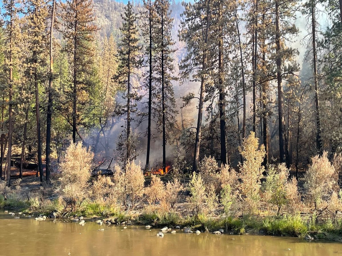 A lingering "hot spot" on the McKinney Fire, which destroyed more than 100 homes and killed four people in California in August.