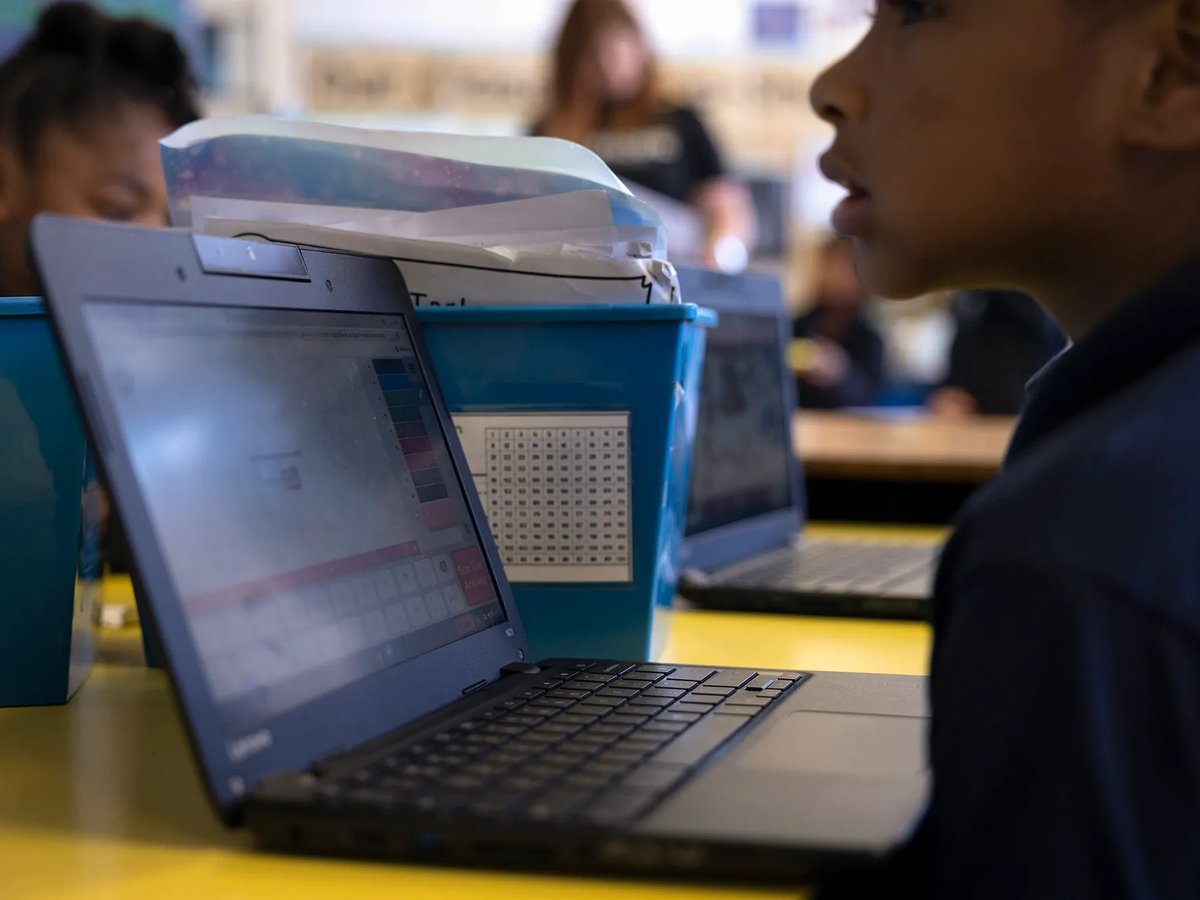 St. HOPE Public School 7 Elementary in Sacramento used some of its stimulus funds to buy laptops for students.