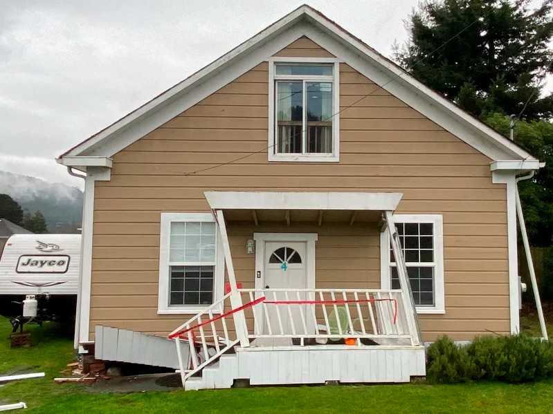 A home is seen damaged after an earthquake in Rio Dell, Calif., Tuesday, Dec. 20, 2022.
