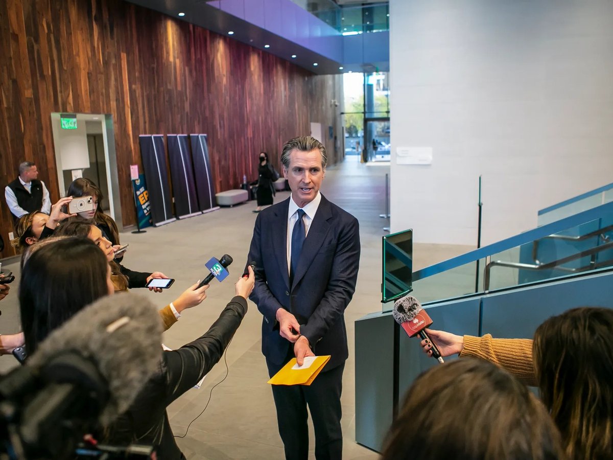 Gov. Gavin Newsom addresses the media after a meeting with local leaders on homelessness in Sacramento on Nov. 18, 2022.