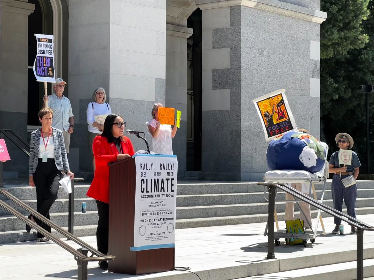 Melanie Morelos, a strategist and senior program manager for the nonprofit Greenlining Institute, spoke at a rally on Wednesday, Aug. 23, about the need for transparency from corporations.