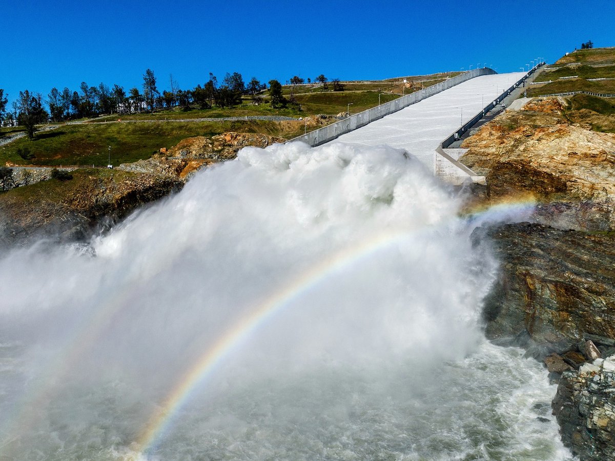 Water rushes out of the Oroville Spillway at Lake Oroville on March 26, 2023, in Butte County, Calif. California ended its 2022-23 water year on Saturday, Sept. 30, 2023.