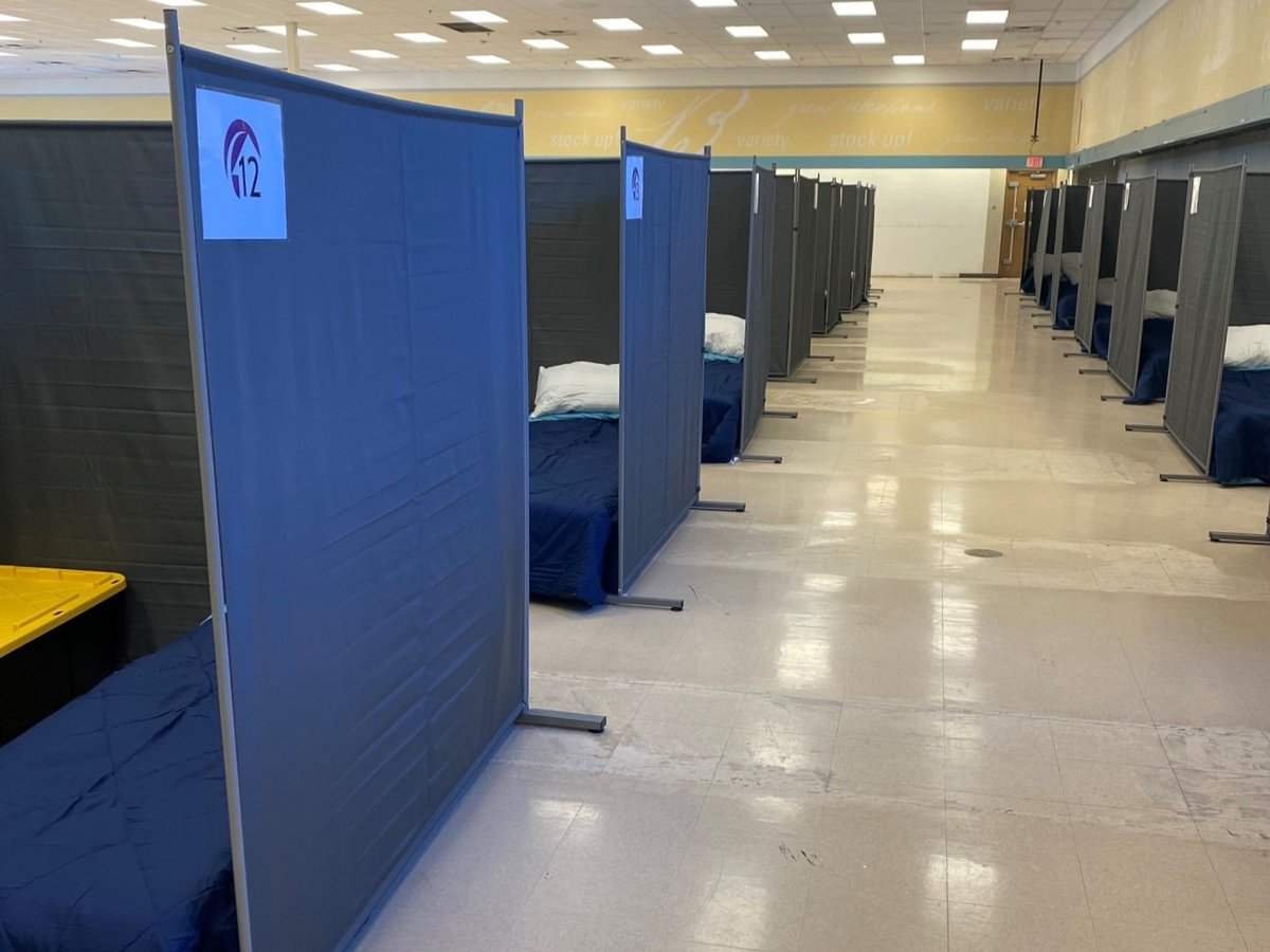 The interior of Elk Grove's new Enhanced Winter Sanctuary, the city's first winter homeless shelter.