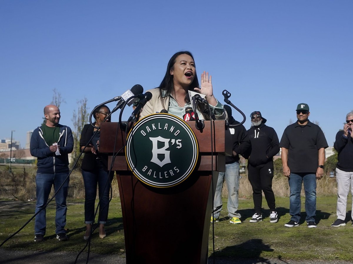 Oakland Mayor Sheng Thao speaks during a news conference at Laney College in Oakland, Calif., Tuesday, Nov. 28, 2023.