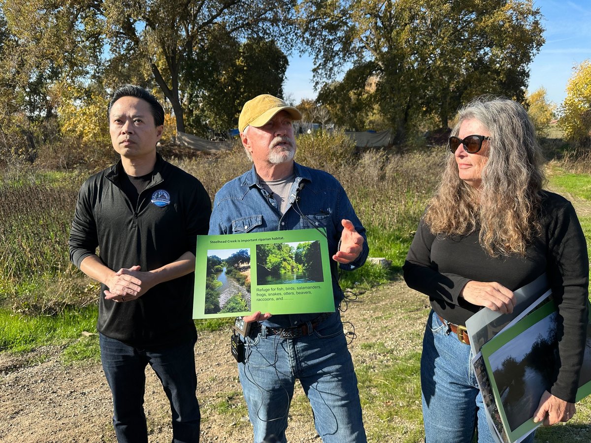 Sacramento County District Attorney Thien Ho holds a press conference along the banks of Steelhead Creek on Tuesday, Dec. 5, 2023.