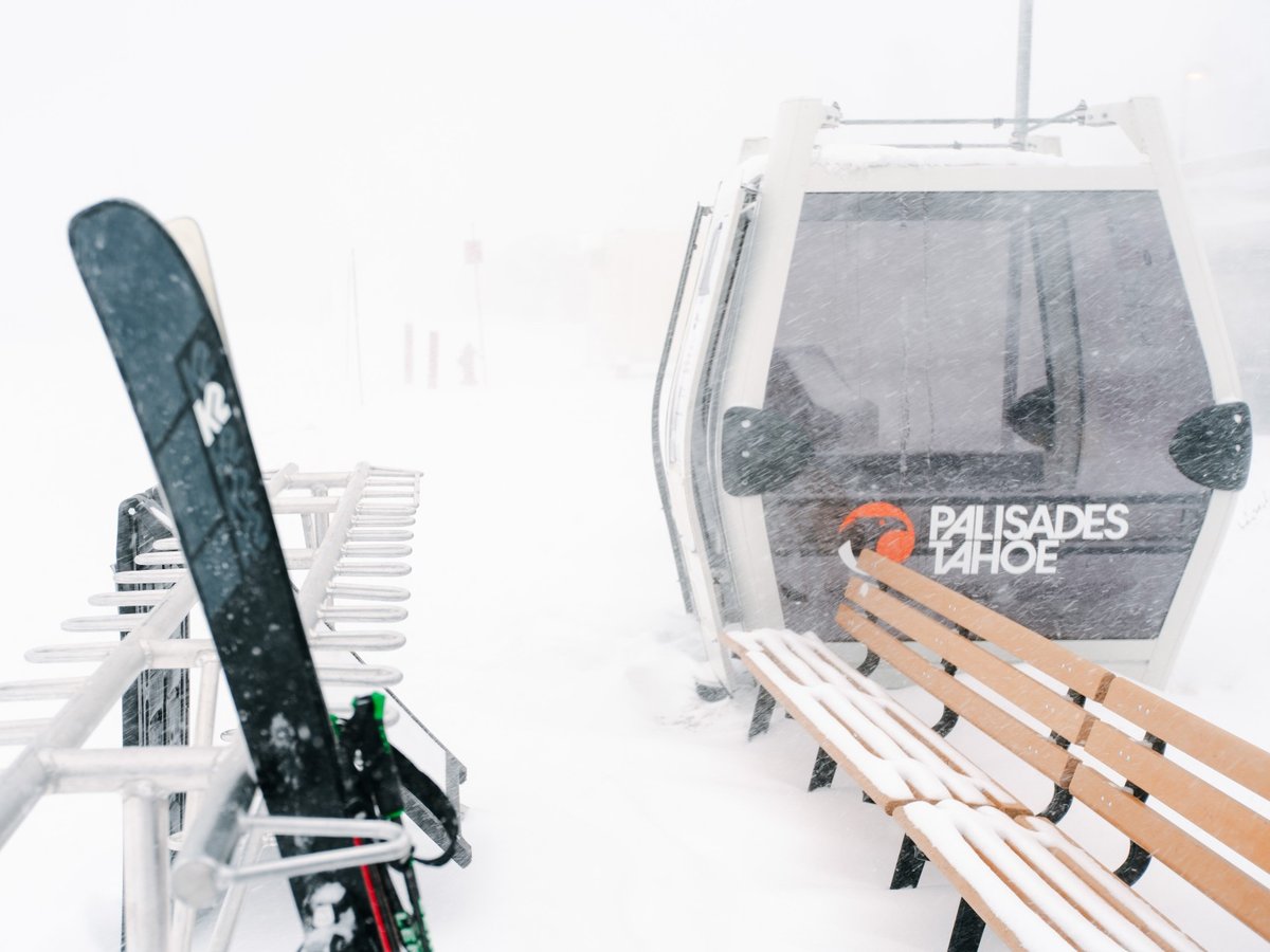The gondola at Palisades Tahoe is pictured on Jan, 6. 2024 during a storm system that brought heavy snow to the Sierra.