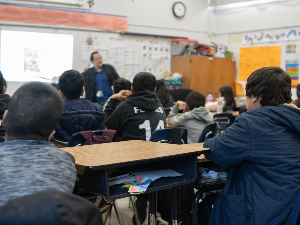 Students in Souchoy Saechou’s fourth grade class at Ethel I. Baker Elementary School begin their day with a community circle on Jan. 18, 2024.