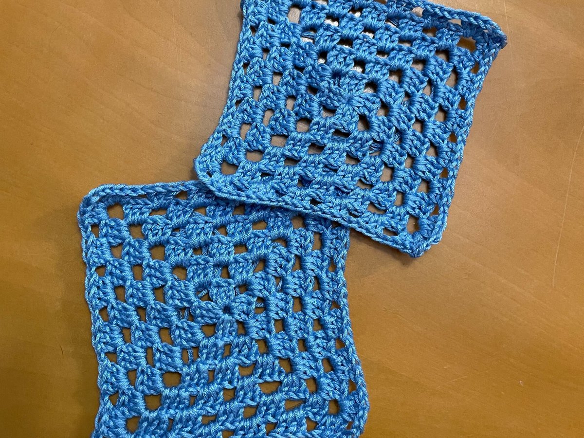 The first squares produced as part of CapRadio's temperature blanket, depicting average temperature in January of 2024.