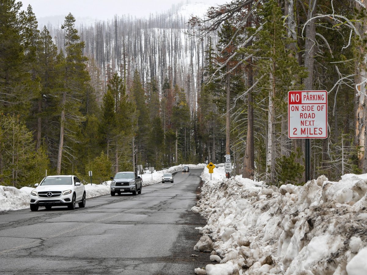 Traffic along Sierra-At-Tahoe Road on Thursday, February 29, 2024.