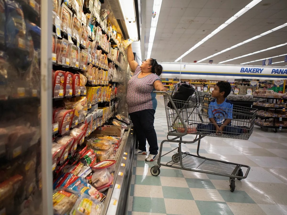 Antionette Martinez and her son Caden, 5, do their bi-weekly grocery shop at FoodMaxx on July 26, 2019.