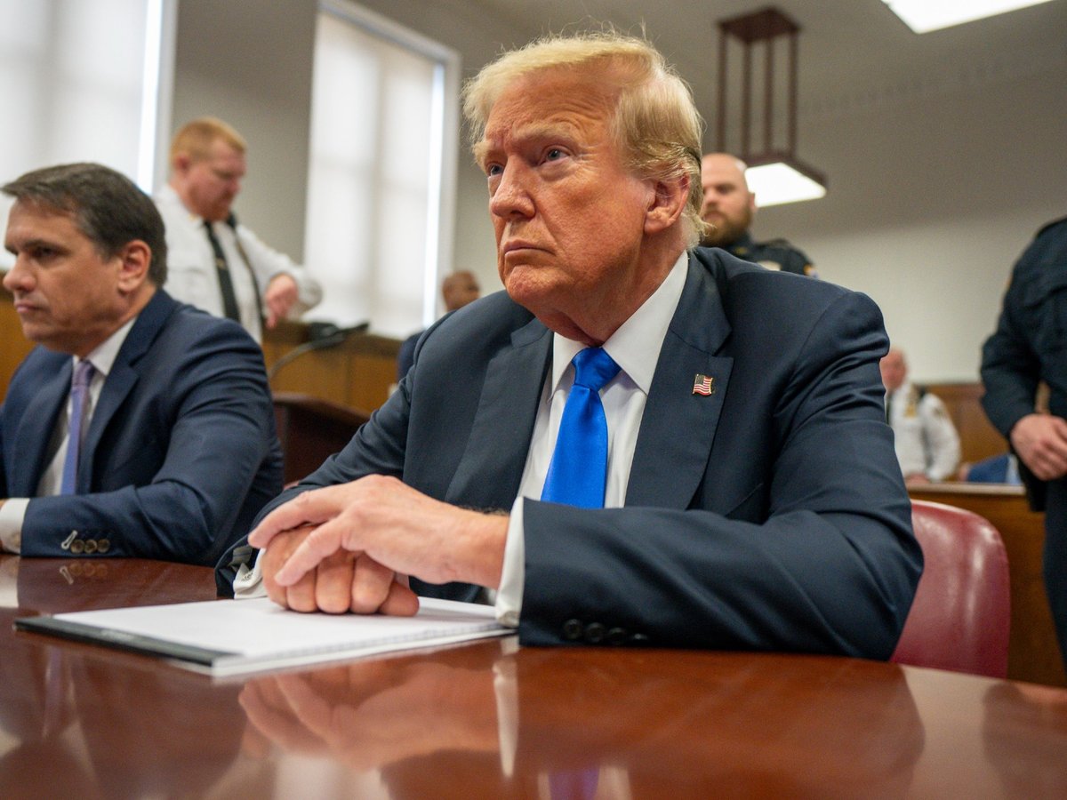 Former President Donald Trump appears in court for his hush money trial at Manhattan Criminal Court on Thursday, before a jury of New Yorkers convicted him on 34 felony counts.