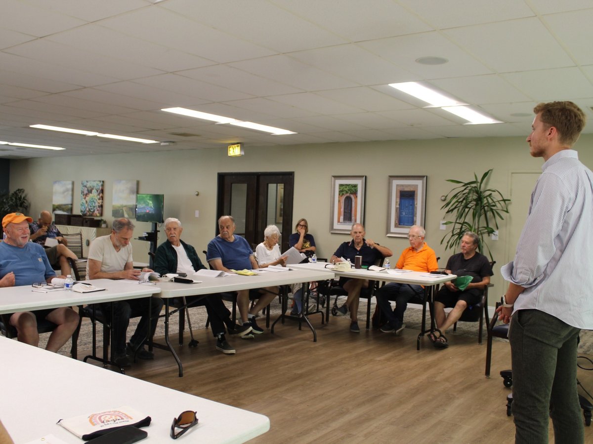 Terry Adamson makes a comment on the City of Sacramento’s LGBTQ+ Historic Experience Project during a Servant Hearts meeting at Eskaton Land Park in Sacramento on June 12, 2024.