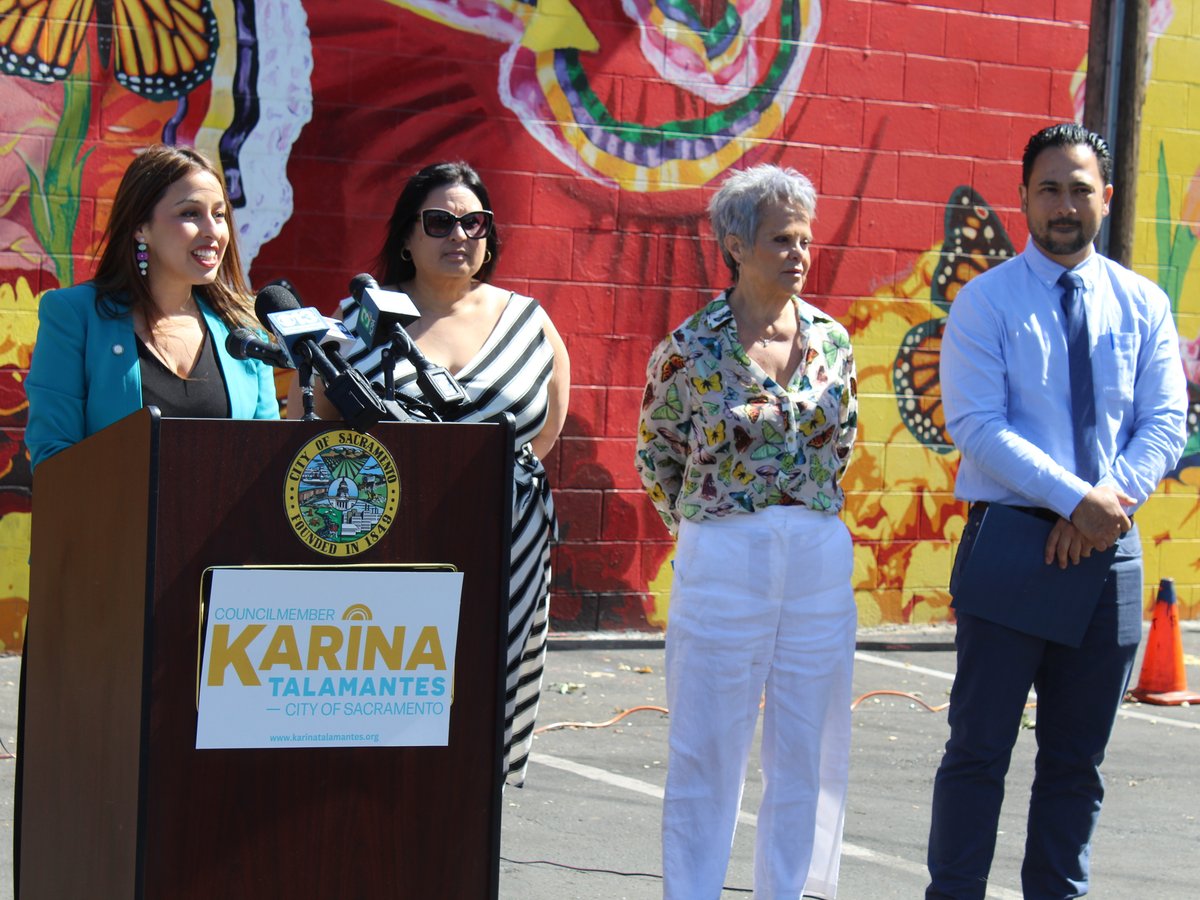 Sacramento City Council member Karina Talamantes announces a grant program for businesses along Northgate Boulevard in Sacramento on June 17, 2024.