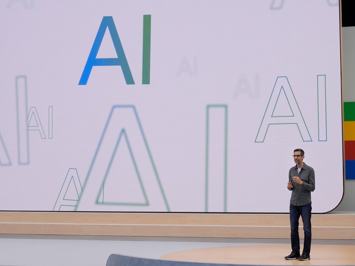 Alphabet CEO Sundar Pichai speaks at a Google I/O event in Mountain View, Calif., Tuesday, May 14, 2024.