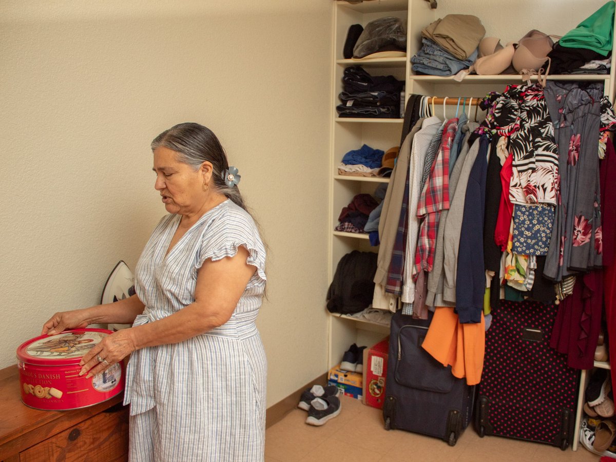 Natalia Beltran,66, in the master bedroom of a three-bedroom apartment located at the Davis Migrant Center Thursday, Sept. 19, 2024, in Dixon.