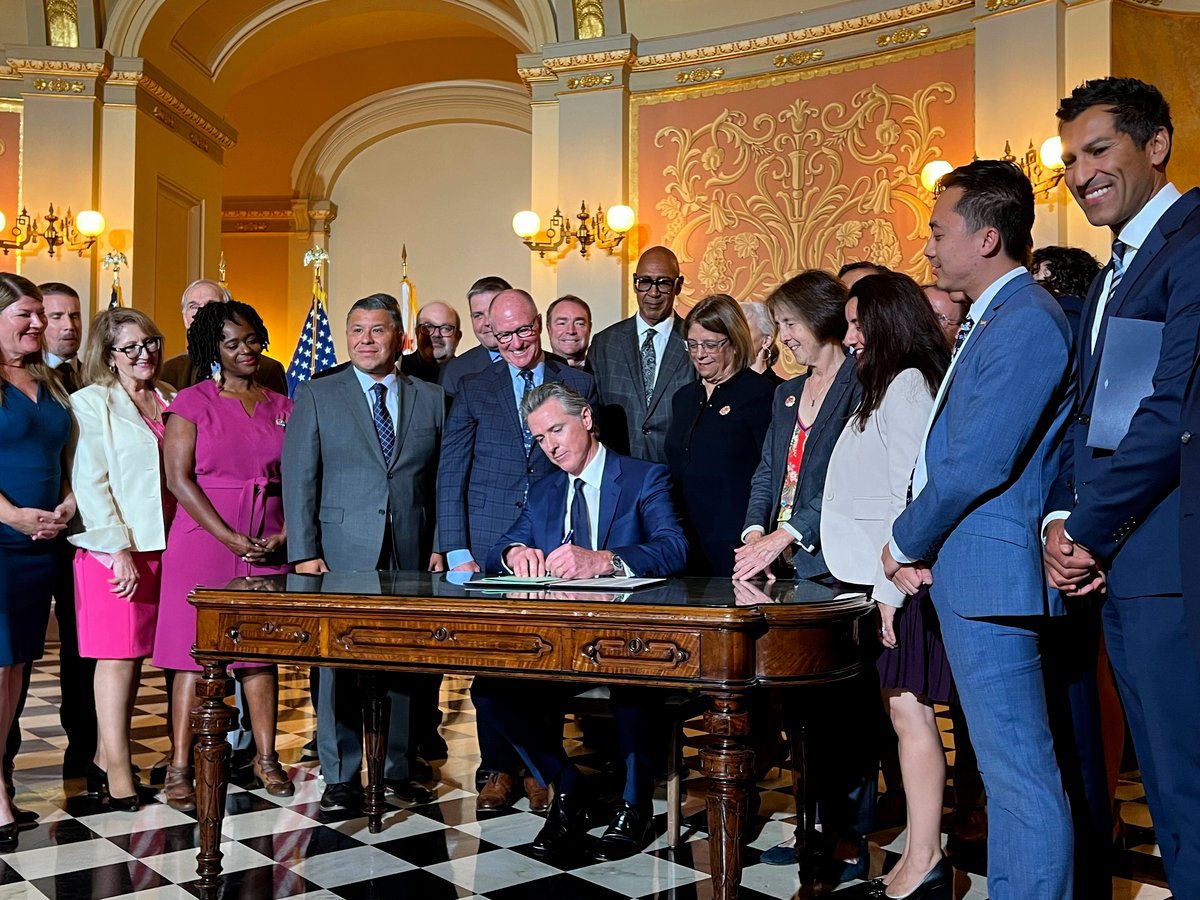 California Gov. Gavin Newsom signs legislation at the state Capitol on Monday, Oct. 14, 2024, aimed at preventing gas prices from spiking at the pump.