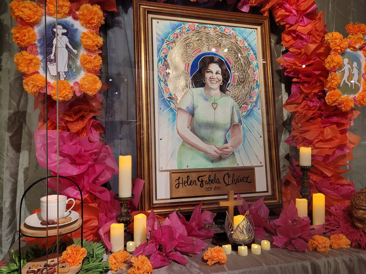 Krisztianna’s altar for Helen Fabela Chávez stands in the California Museum on Saturday, Oct. 12. The artist said she wanted to honor the invisible work of women like Chávez in the labor rights movement.