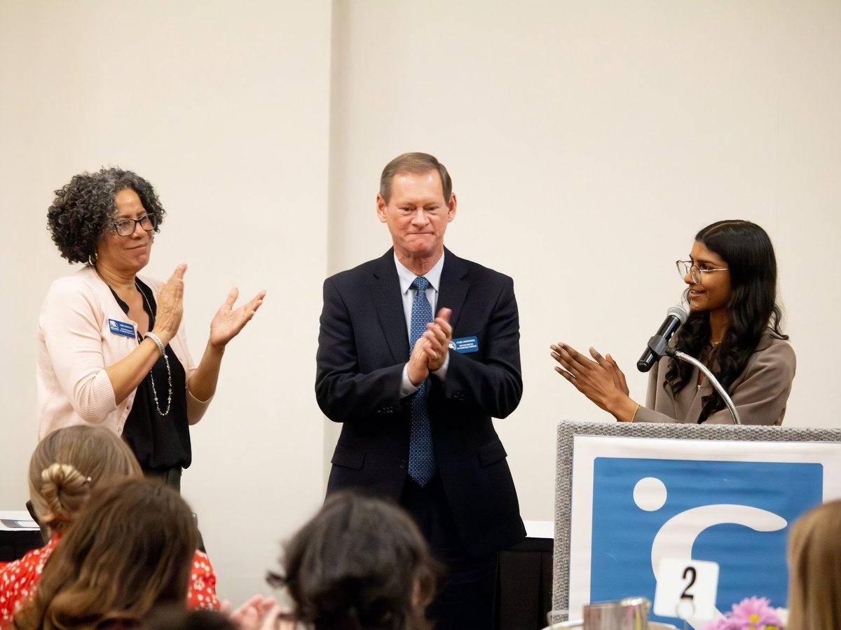 Sriya Srinivasan, 16, receiving the Violet Richardson Award at Solano Community College from Lisa Neely, Vice President of student services at Solano Community College.