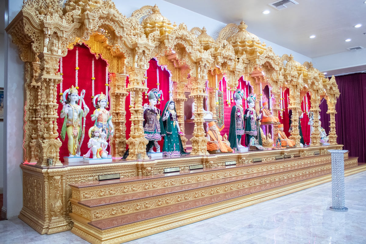A shrine for the idols of gods and goddesses Tuesday, Oct. 29, 2024, at the BAPS Shri Swaminarayan Mandir temple at 10548 Armstrong Ave. in Mather.