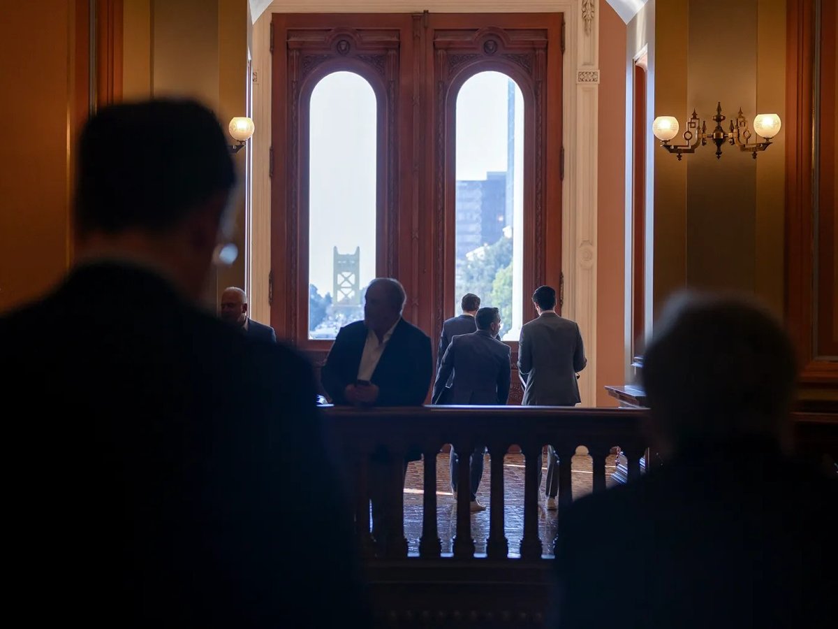 Advocates and lobbyists in the Capitol Rotunda, during the final day of the 2023 session at the state Capitol in Sacramento on Sept. 14, 2023.