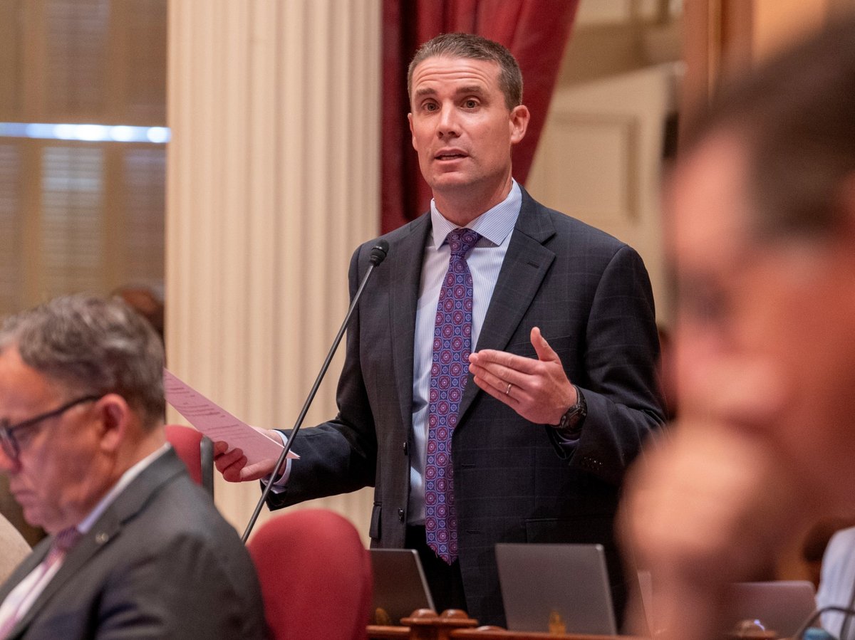 State Senate Pro Tempore Mike McGuire urges lawmakers to approve a bill to reduce the state budget deficit at the Capitol in Sacramento, Calif., Thursday,, April 11, 2024.