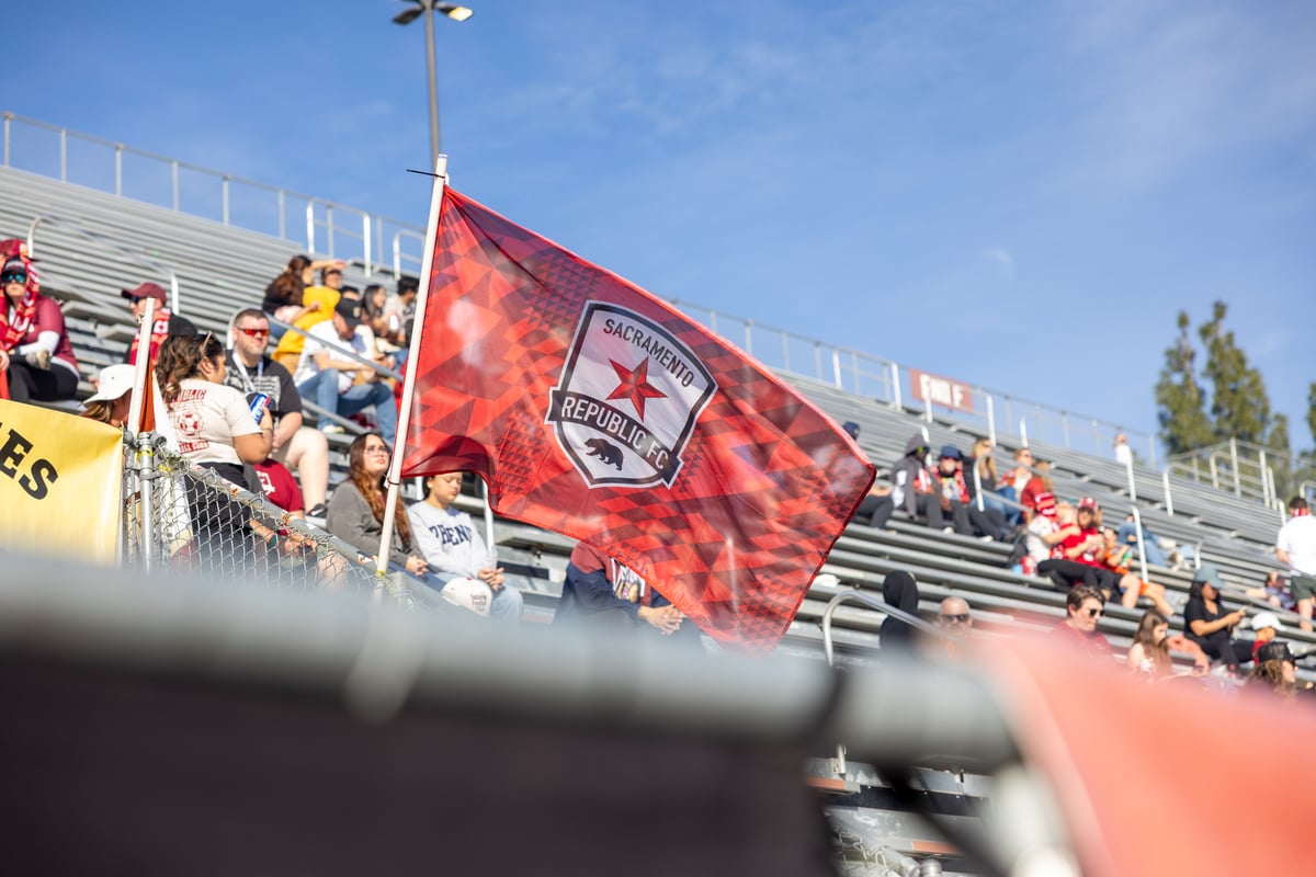 A Sacramento Republic FC flag flies in the stands during the team’s annual Fan Fest at Heart Health Park Saturday, Feb. 22, 2025.