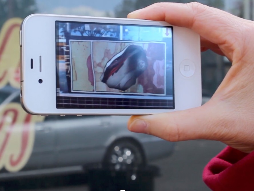 The “Broadway Augmented” augmented reality public art project allowed participants to view digital art using a custom app on their phones on Broadway, Sacramento in 2014.
