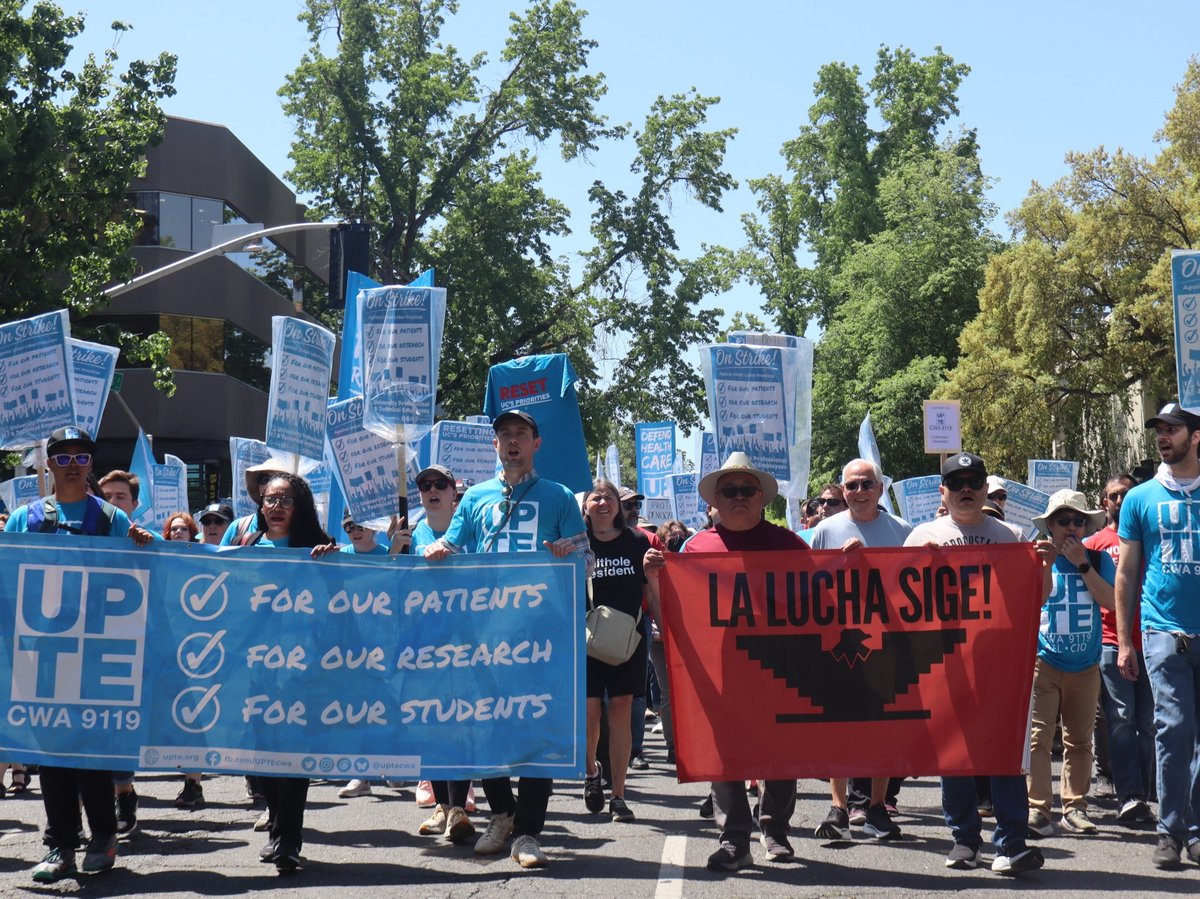 Union workers marching from Fremont Park during International Workers Day in Midtown Sacramento. (Photo by Keyshawn Davis)