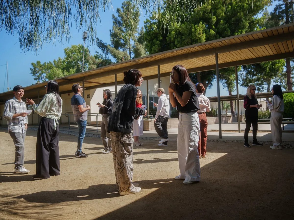 Students participate in an interactive conversational exercise during one of Professor Rachel Cerdenio's non-credit English as a Second Language classes at Los Angeles Pierce College in Woodland Hills on May 8, 2025.