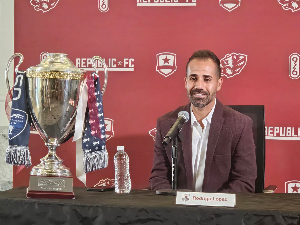 Sacramento Republic FC captain Rodrigo “RoRo” Lopez speaks about his upcoming retirement, alongside the championship trophy he helped the team win in their inaugural 2014 season Oct. 23, 2025.