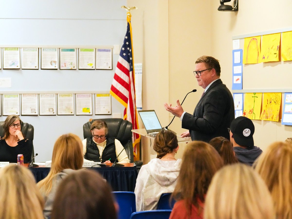 Matthew P. Juhl Darlington, an attorney, speaks on his position on allowing trans athletes to compete in school sports during a meeting of the Tahoe Truckee Unified School District on Wednesday, Dec. 17, 2025 in Truckee, Calif.