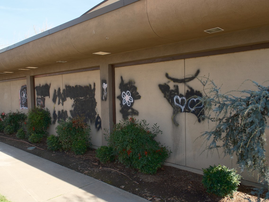 After graffiti showing hate symbols was spray-painted on an exterior wall of the Buddhist Church of Sacramento Thursday night, Sacramento’s community responds in kind.