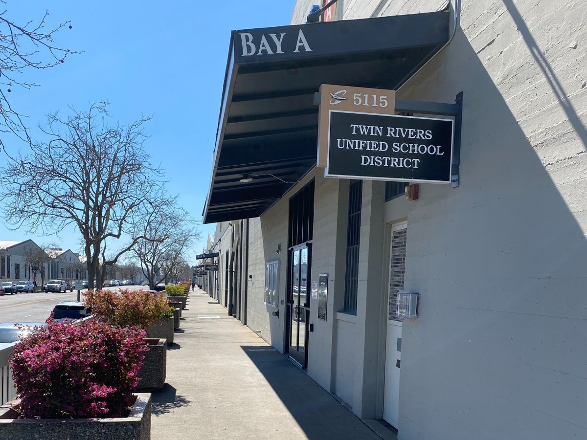 The exterior of the Twin Rivers Unified School District office. March 3, 2026.