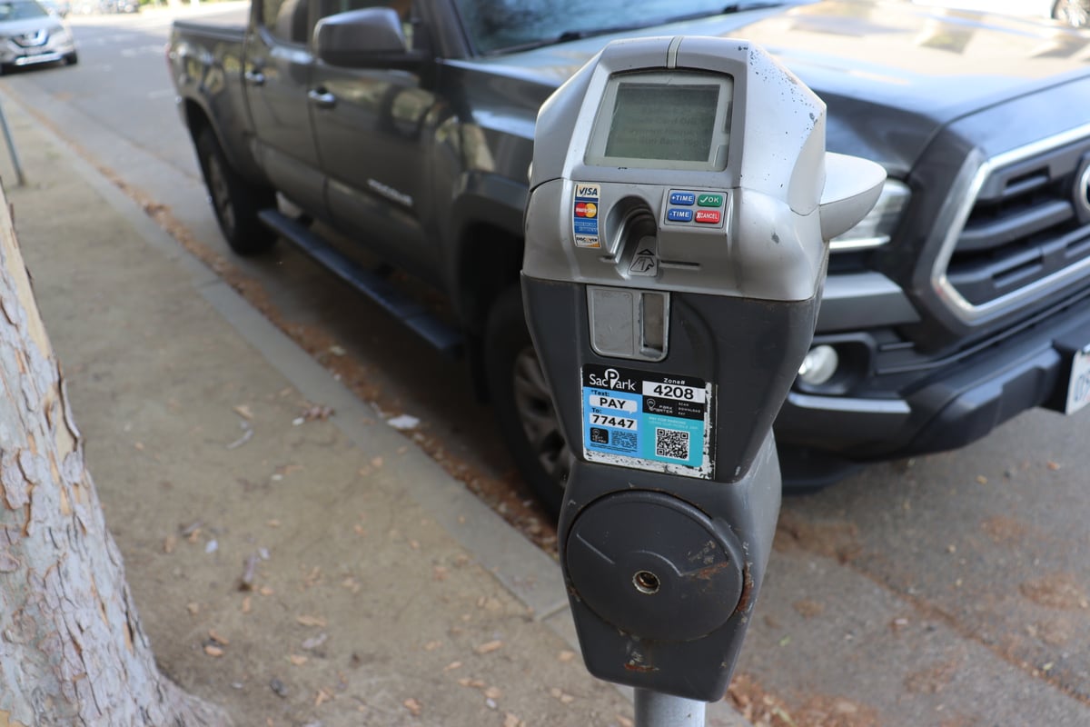 A parking meter along 15th street in downtown on Tuesday, March 10, 2026.