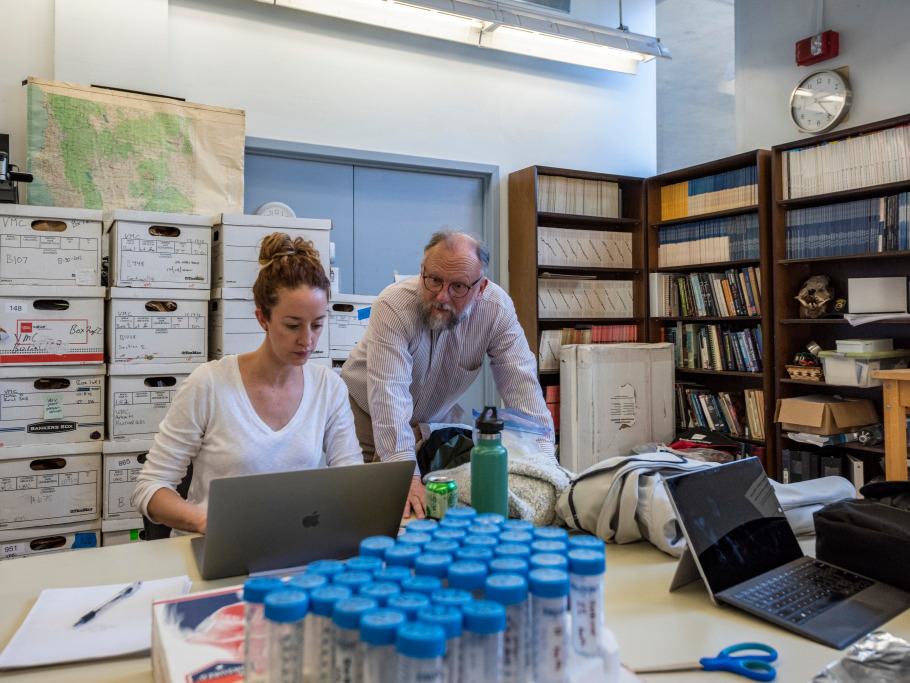 Dr. Ashley Kendell (left) and Dr. P Willey (right) work at the Human Identification Lab at Chico State.