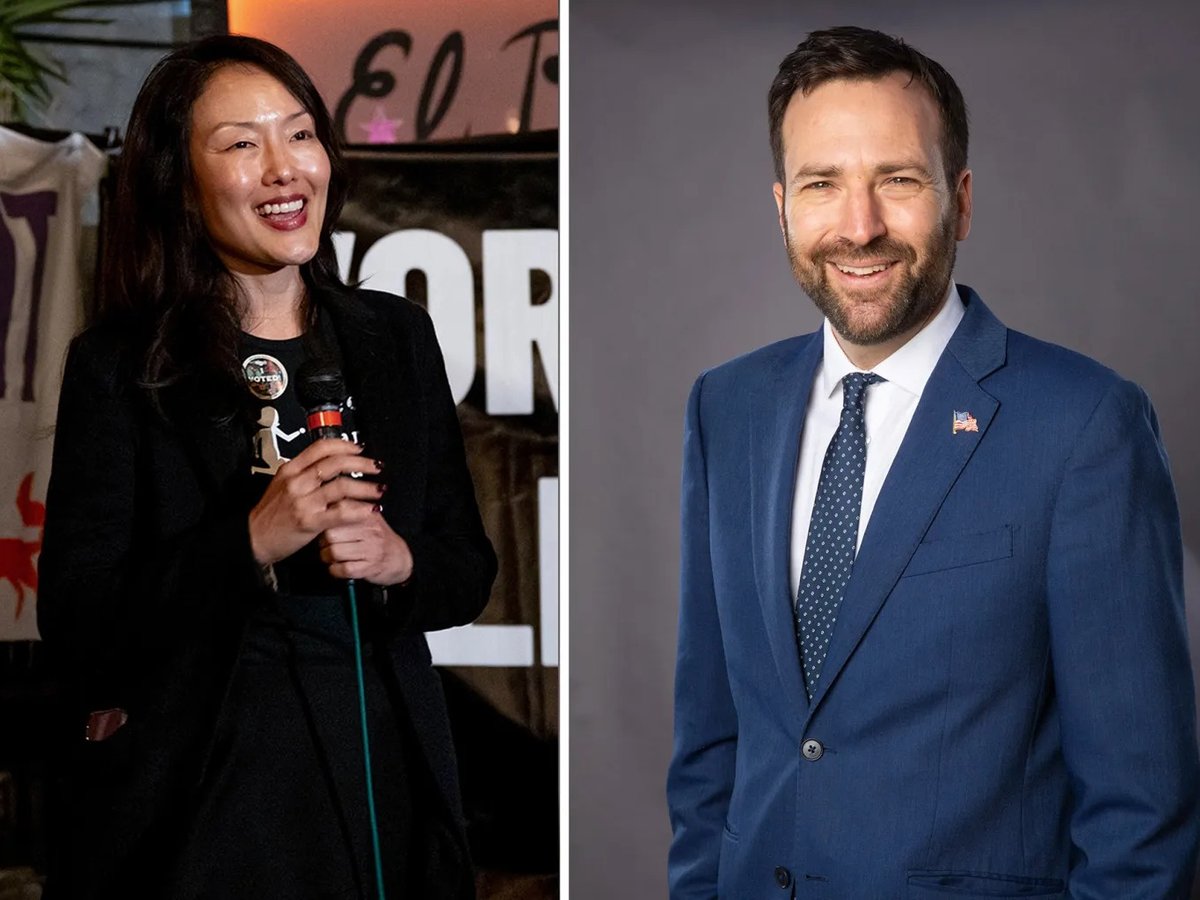 From left, insurance commissioner candidates Jane Kim and Ben Allen.