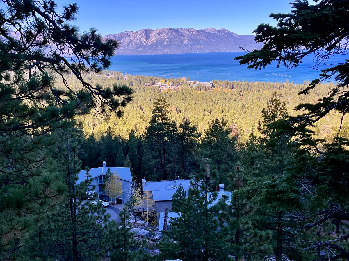 Homes are seen on a mountain overlooking South Lake Tahoe, Calif, on Friday, Oct. 18, 2024.