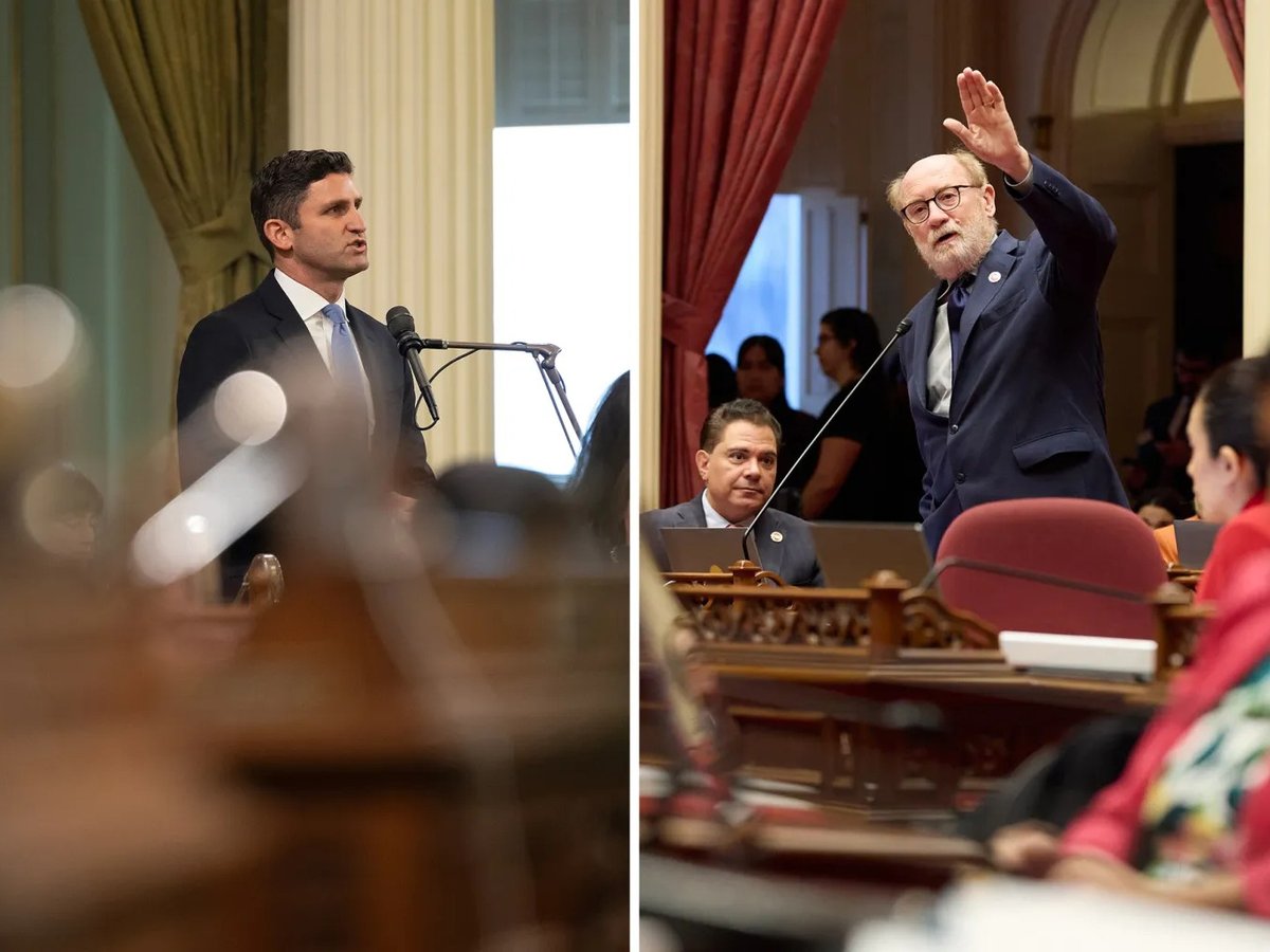 From left, Assemblymember Jesse Gabriel and state Sen. John Laird.