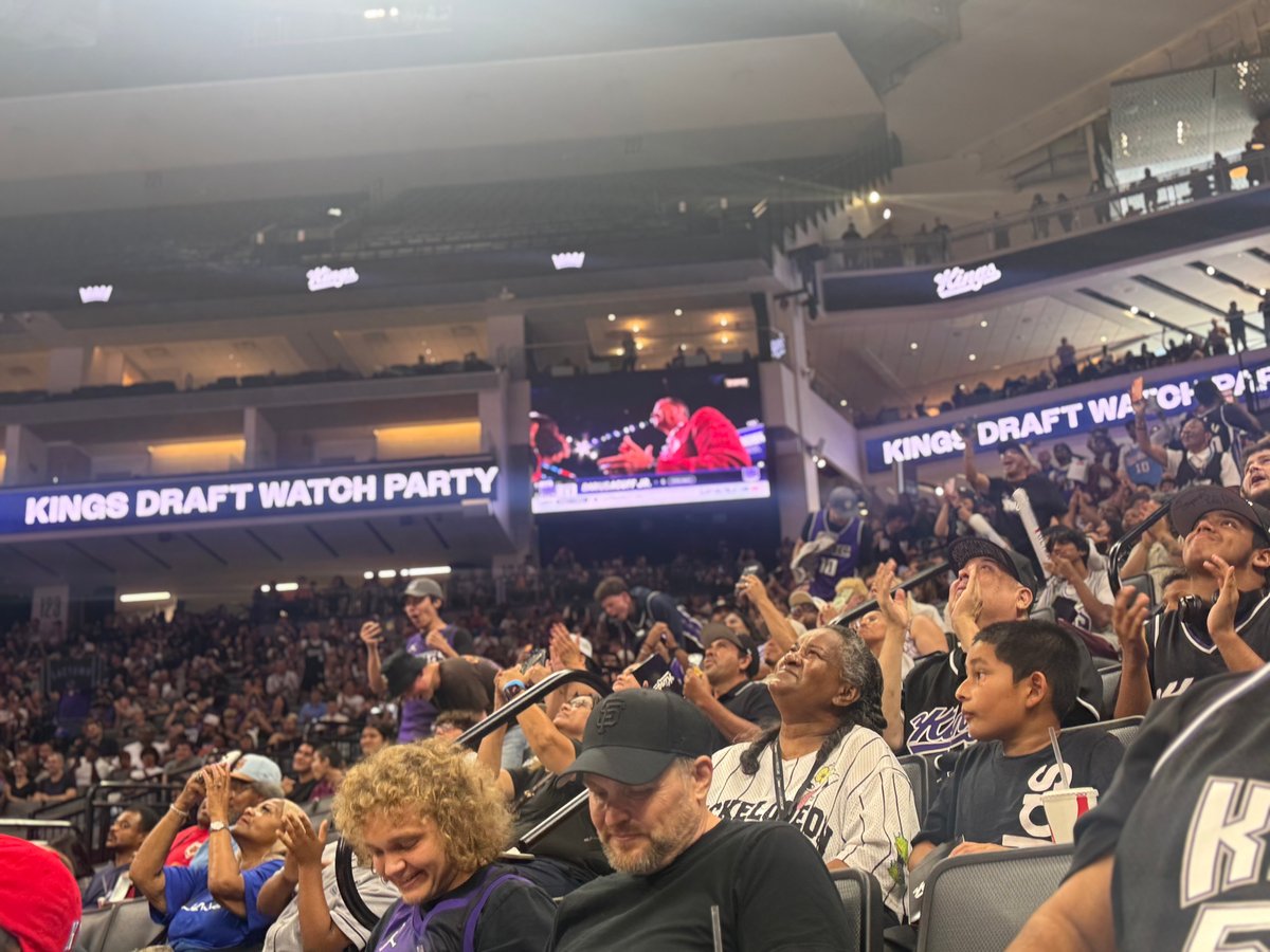 Sacramento Kings fans celebrate the team selecting Darius Acuff Jr. from the University of Arkansas Tuesday June 24, 2026.