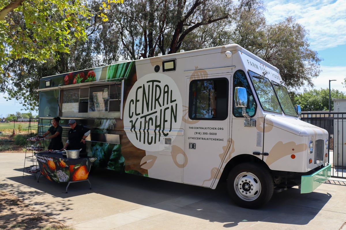 Sacramento City Unified’s Central Kitchen food truck serves summer meals at Bowling Green Chacon Language and Science Academy in Sacramento on Friday, June 26, 2026.